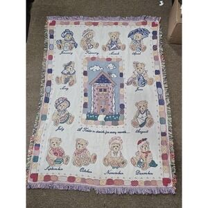 Teddy Bear Months Throw Blanket 50x60 Multicolor Kids Reversible Cotton Nursery